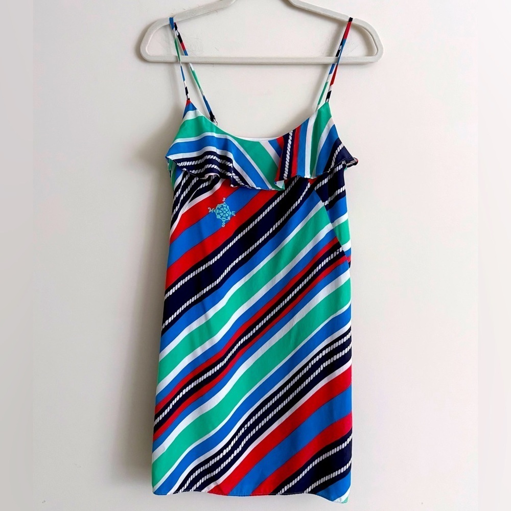 Lilly Pulitzer 100% Silk Slip Dress – Nautical Stripes Size Small